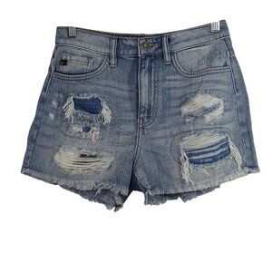 KanCan Estilo Distressed Ripped Denim Cut Off Shorts Women Size S Raw Hem